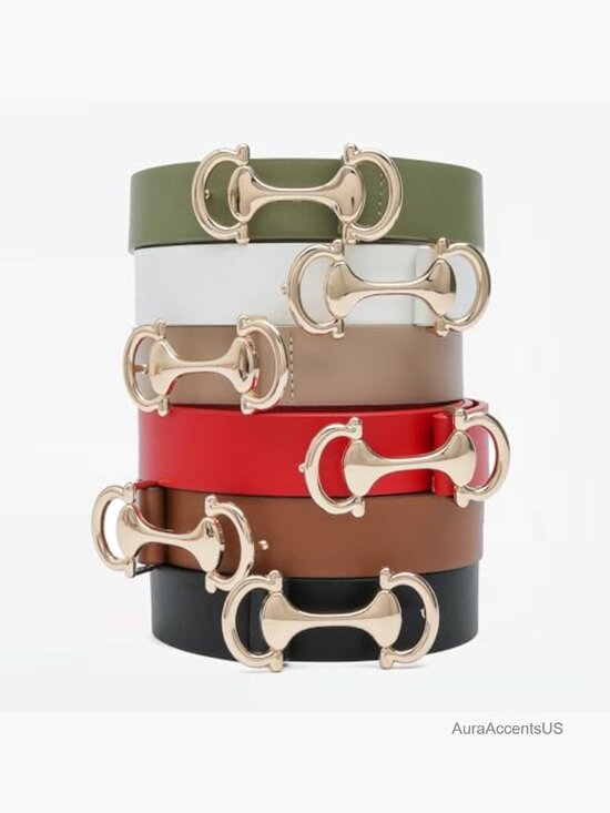 Skinny Waist Belt with Gold Buckle for Jeans Dresses main image 3